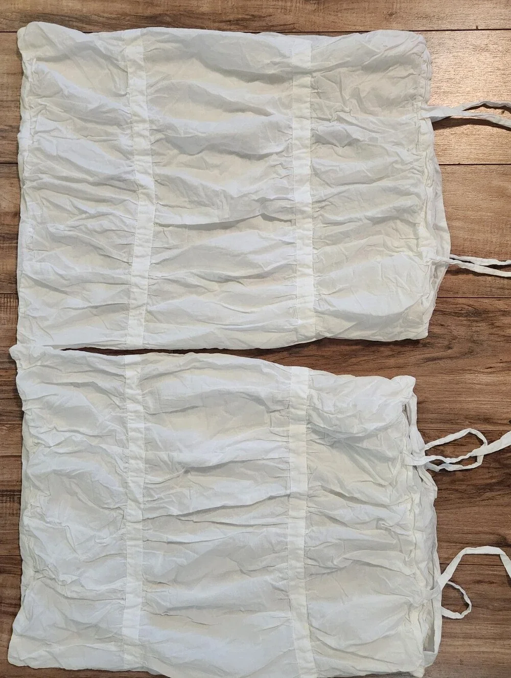 Pottery Barn Hadley White Standard Ruched Tie Sides Sheer Pillow Cases